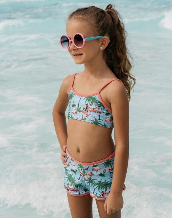 Biquíni flamingo com shorts